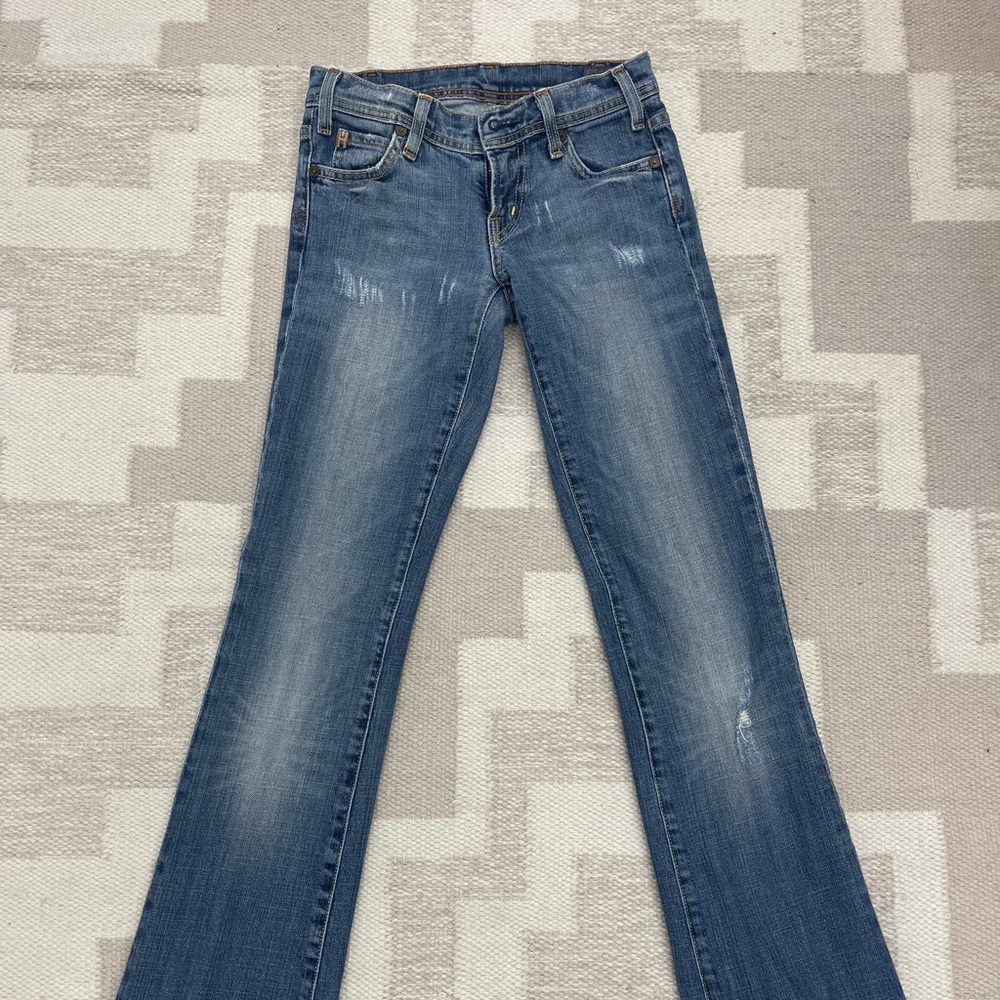 Citizens Of Humanity Blue Flare Wide Leg Denim